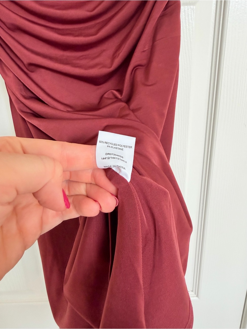 Meshki Draped Cowl Neck Mini Dress in Burgundy Red Size S - Picture 3 of 5
